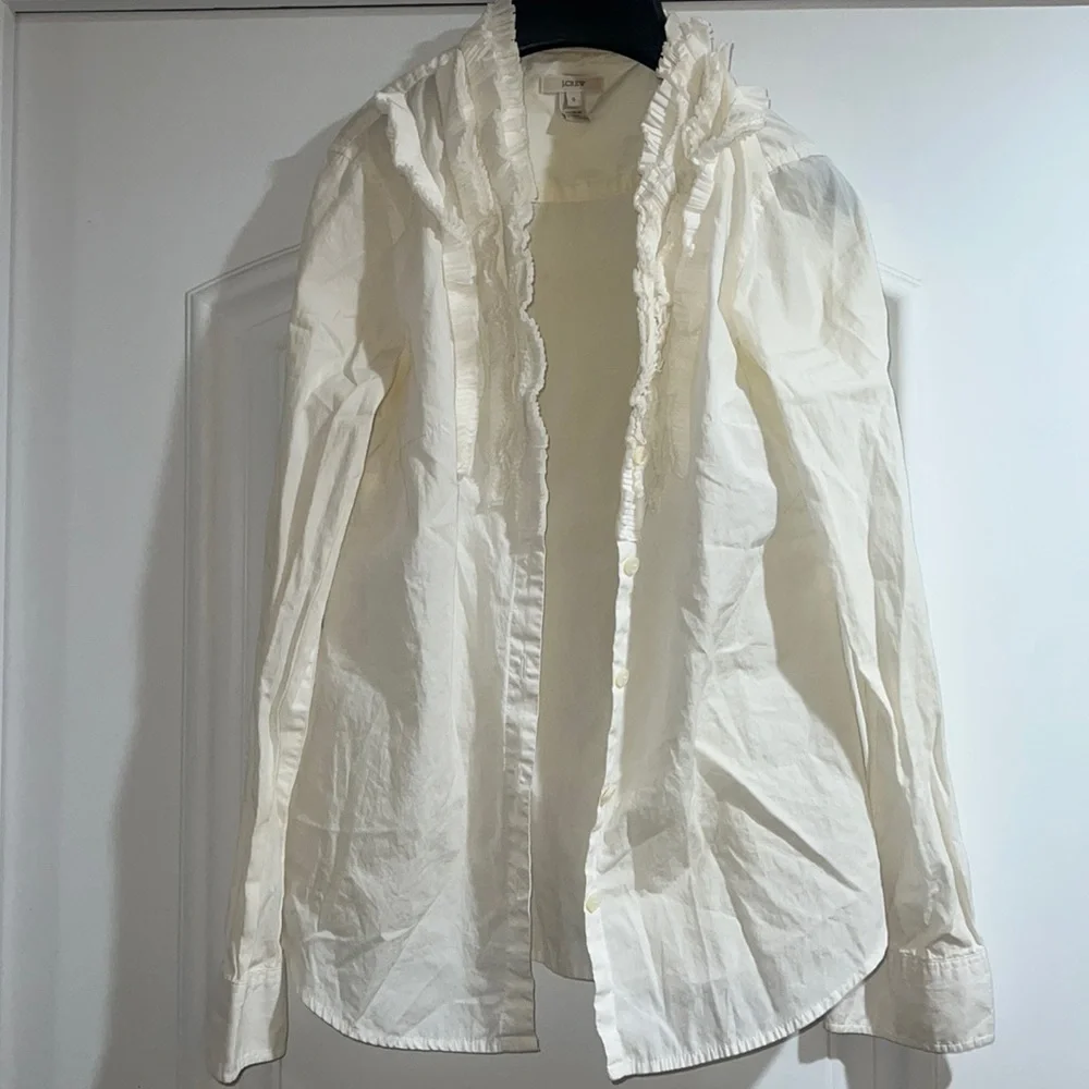 Like New-0-J.Crew Ruffle Button-Down Shirt